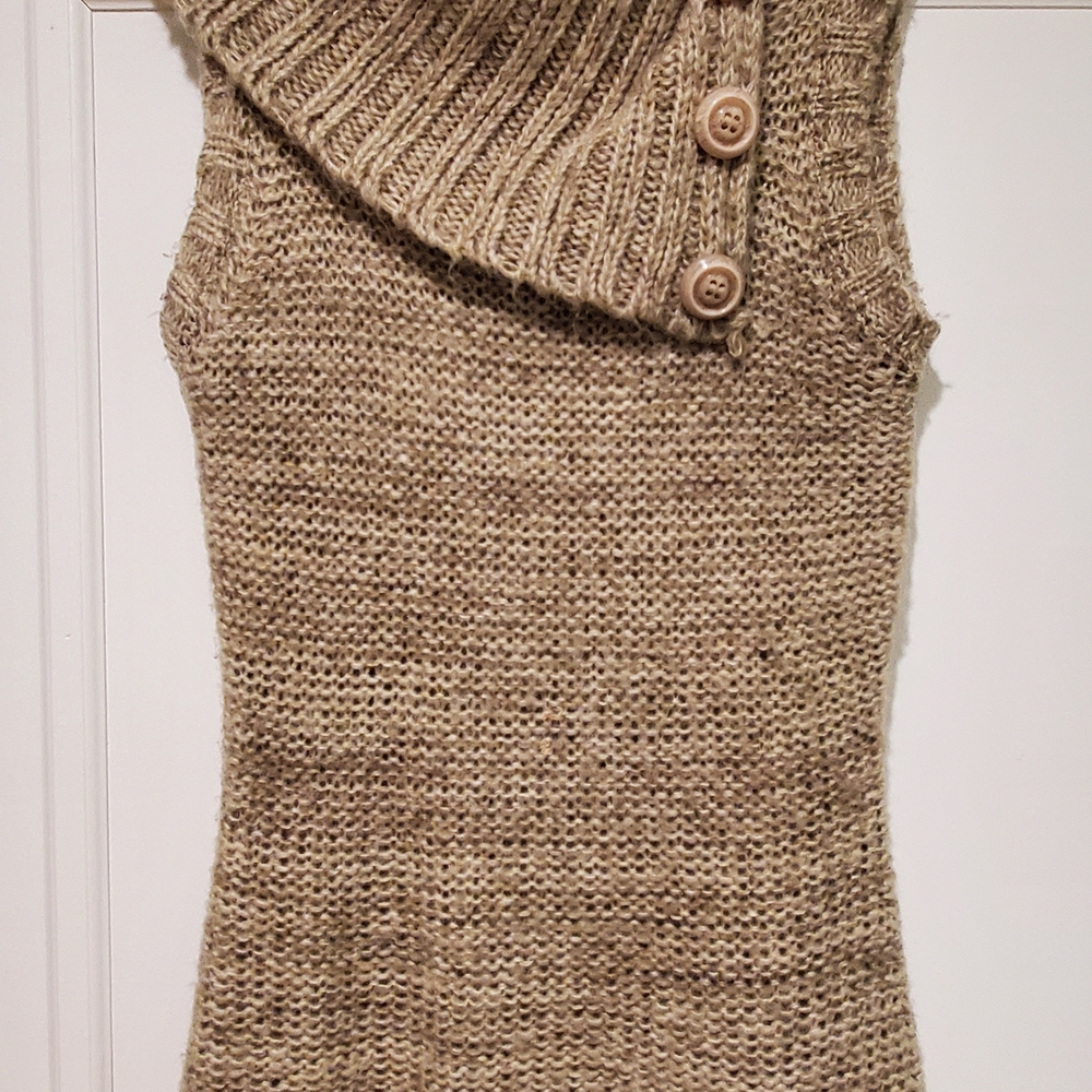 Tan Cowl Neck Sweater Vest